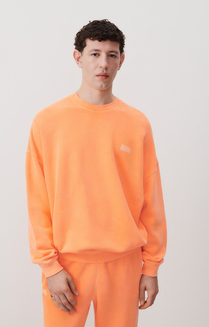 american vintage Sweat homme Izubird - NEFLE FLUO 52 Manches longues Orange - E24