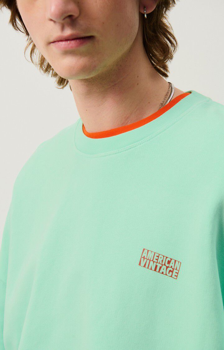 American Vintage Sweat Homme Izubird - VERT D EAU VINTAGE 52 Manches Longues Bleu - H24