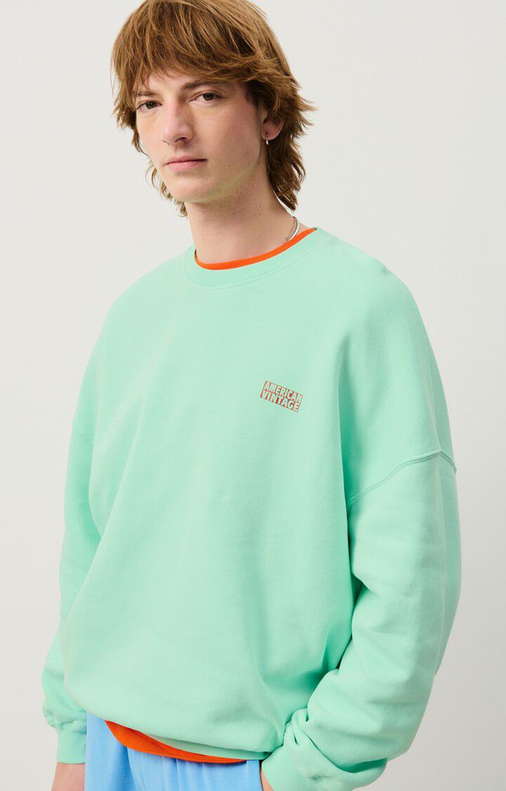 American Vintage Sweat Homme Izubird - VERT D EAU VINTAGE 52 Manches Longues Bleu - H24
