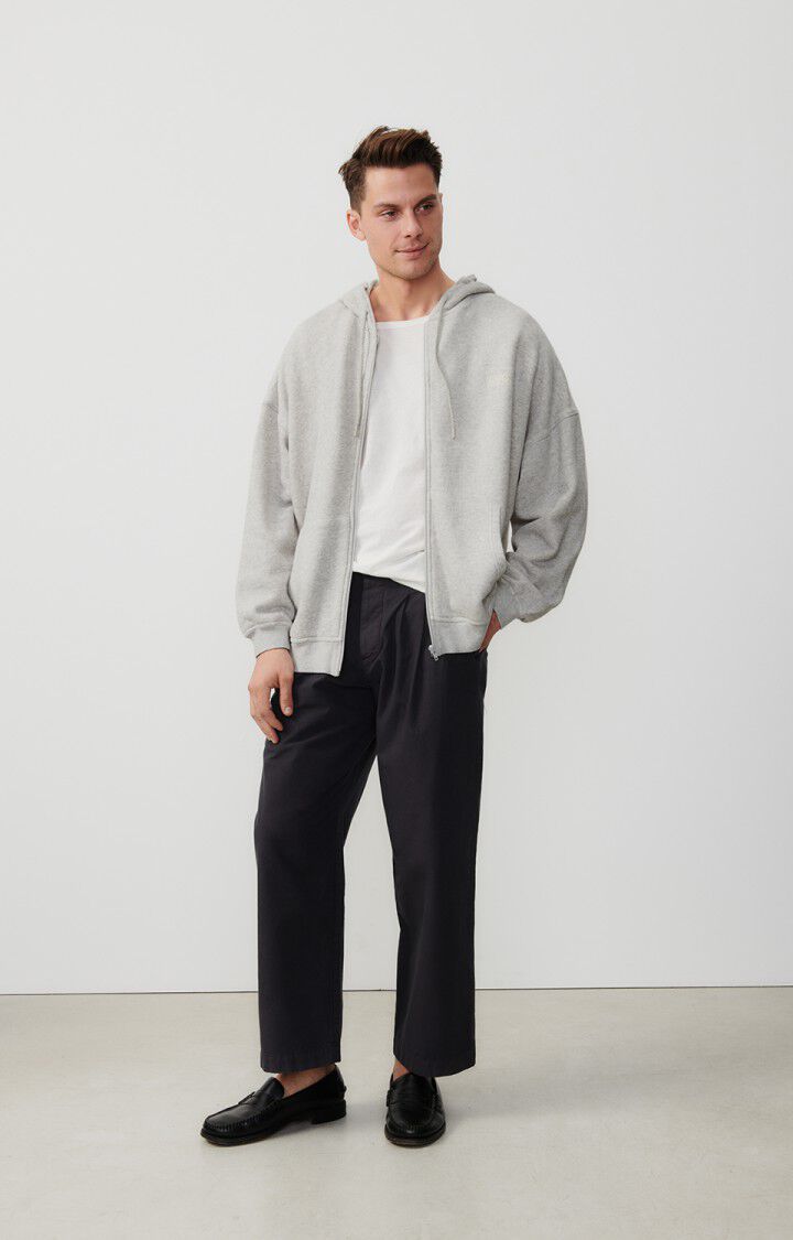 American Vintage Sweat Homme Kodytown - POLAIRE CHINE 50 Manches Longues Gris - E25