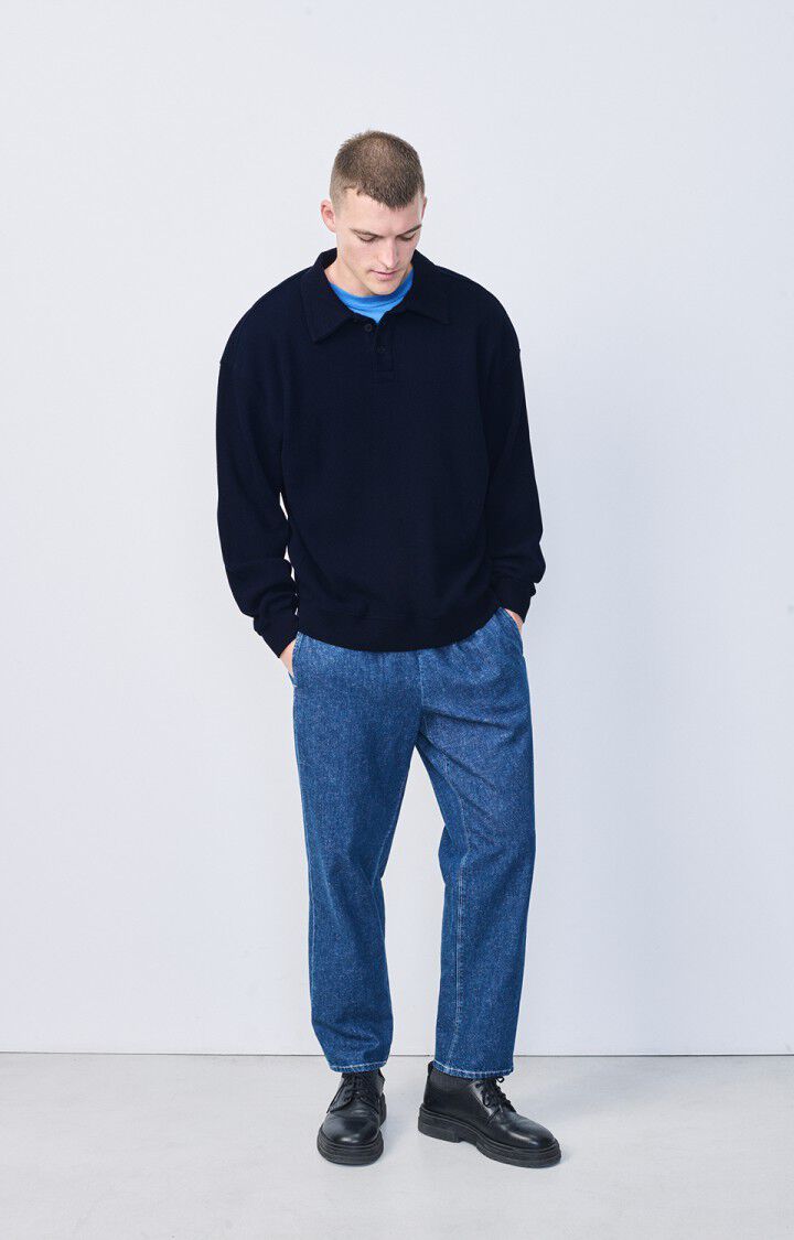 American Vintage Sweat Homme Ryvy - NAVY 60 Manches Longues Bleu - H24