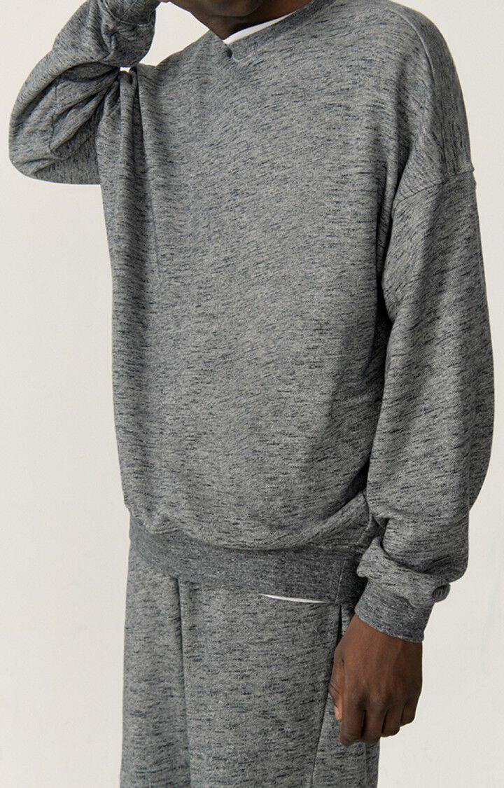 american vintage Sweat homme Sowabay - ANTHRACITE CHINE Manches longues Gris - H22