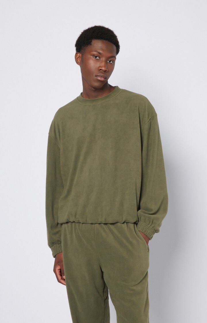 american vintage Sweat homme Ubybay - EPICEA 58 Manches longues Vert - E23