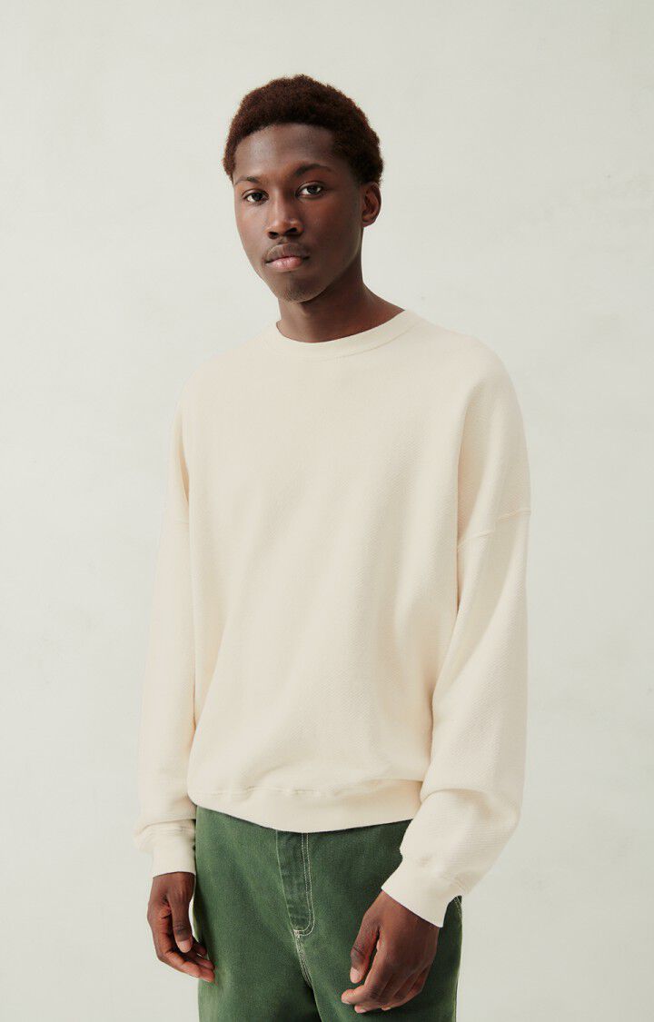 american vintage Sweat homme Xybay - ECRU 52 Manches longues Beige - H23
