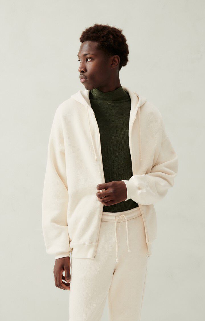 american vintage Sweat homme Xybay - ECRU 56 Manches longues Beige - H23