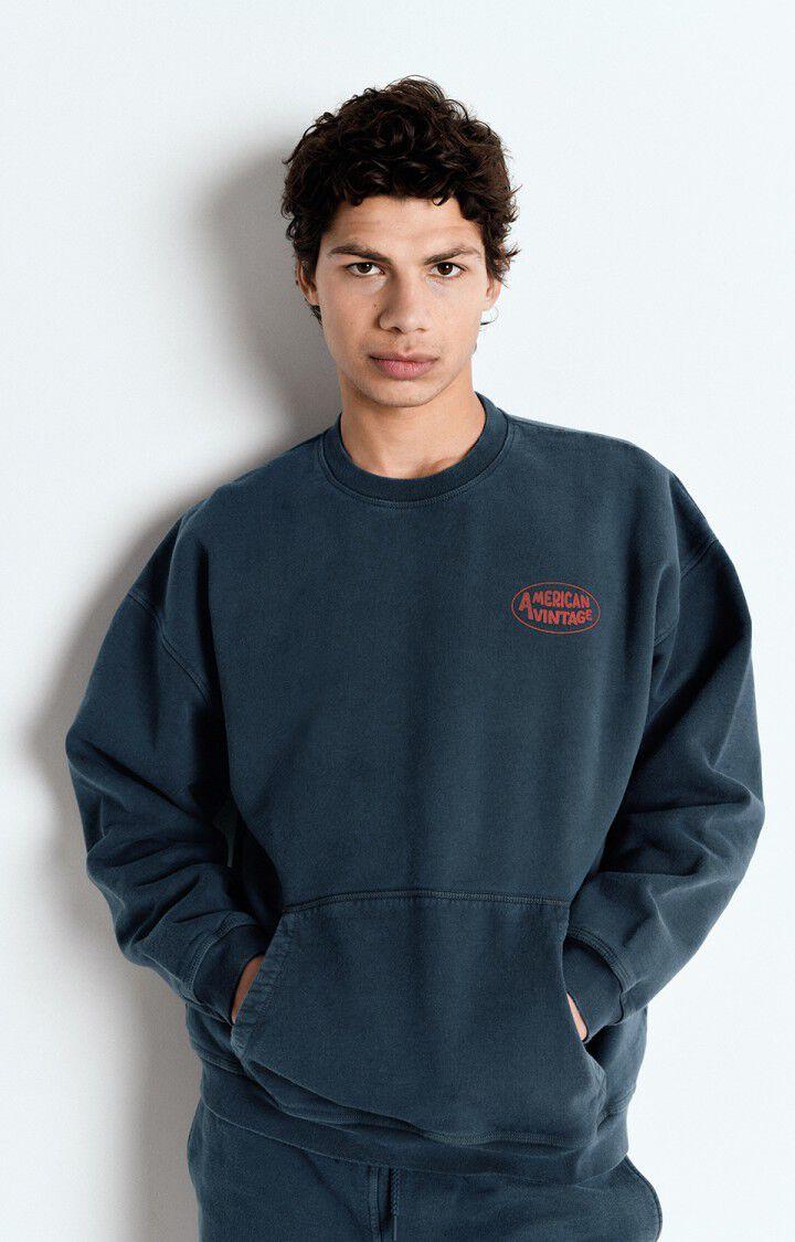 american vintage Sweat homme Zoky - COSMOS VINTAGE 57 Manches longues Bleu - E25