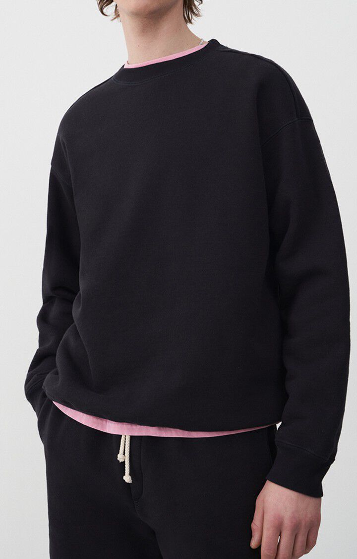 american vintage Sweat homme Zutabay - CARBONE Manches longues Noir - E22