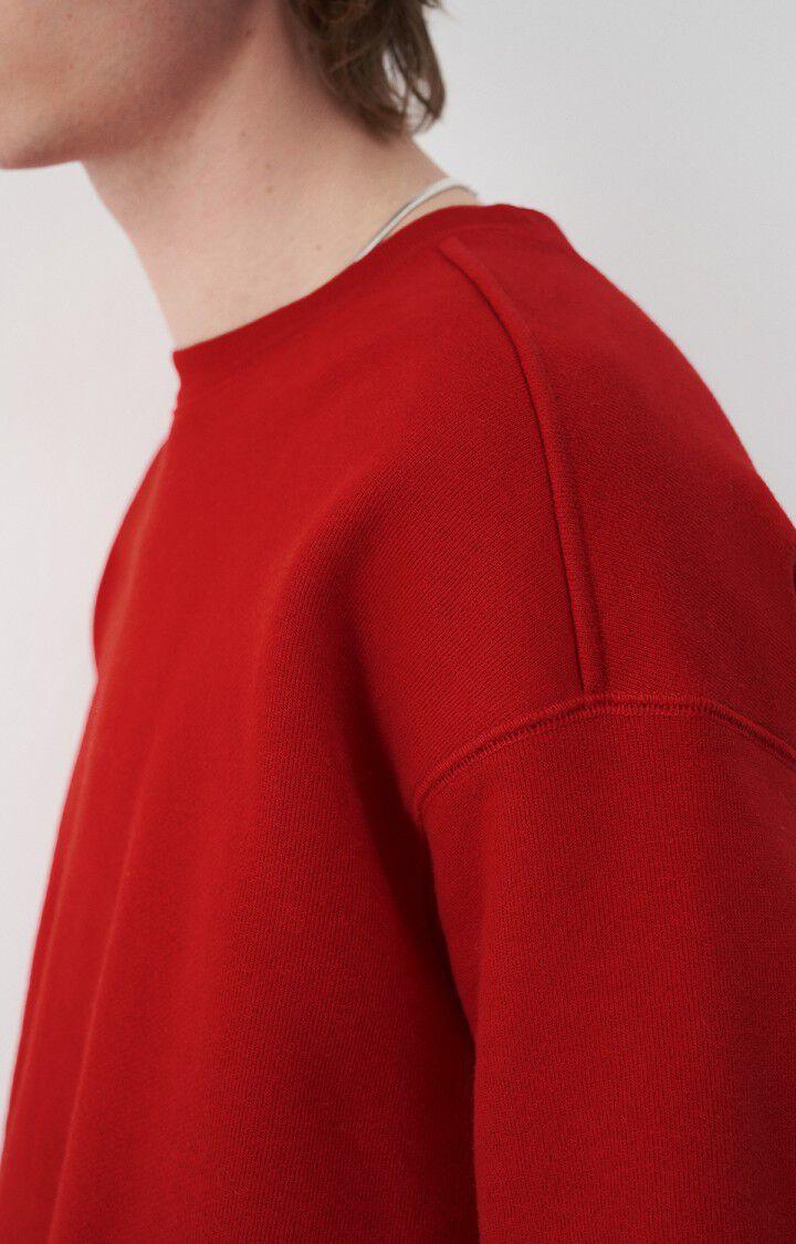 American Vintage Sweat Homme Zutabay - COQUELICOT Manches Longues Rouge - E22