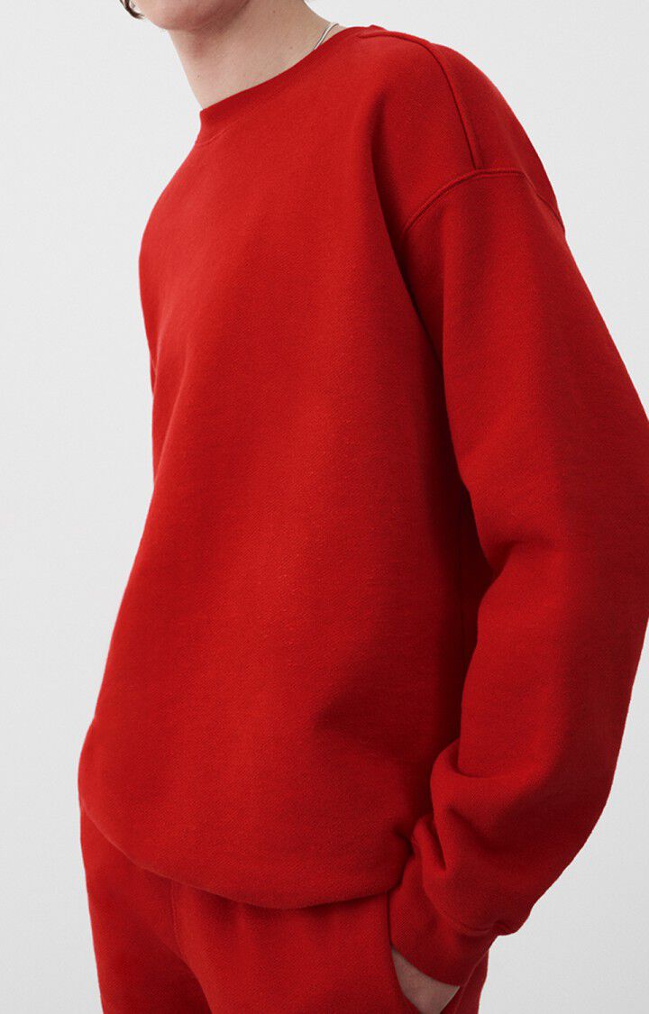 american vintage Sweat homme Zutabay - COQUELICOT Manches longues Rouge - E22