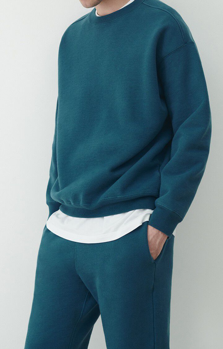 american vintage Sweat homme Zutabay - GALAXIE Manches longues Bleu - E22