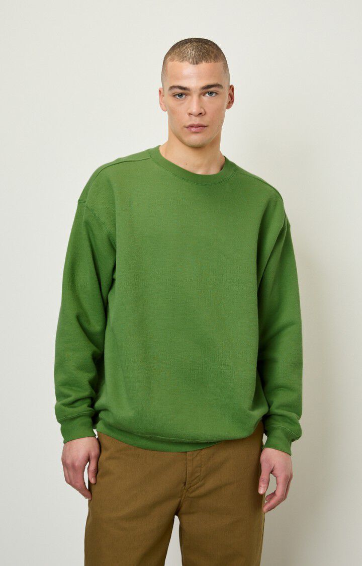american vintage Sweat homme Zutabay - JUNGLE Manches longues Vert - E22
