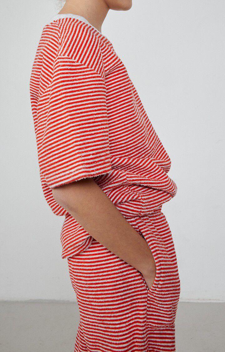 American Vintage T-shirt Enfant Bobypark - RAYURES ROUGES ET GRISES 13 Manches Courtes Rouge - E23