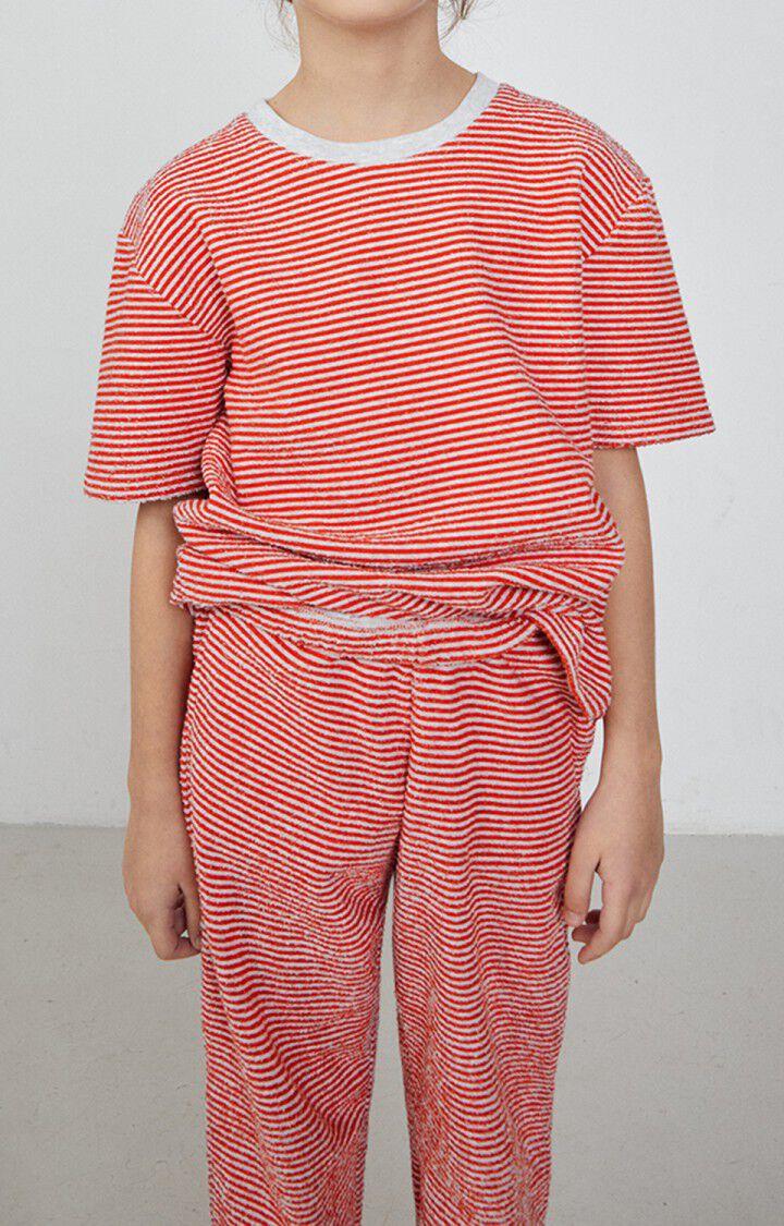 american vintage T-shirt enfant Bobypark - RAYURES ROUGES ET GRISES 13 Manches courtes Rouge - E23