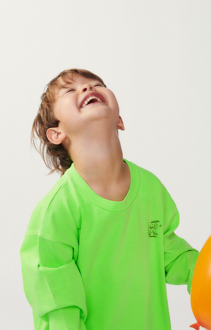 american vintage T-shirt enfant Fizvalley - ABSINTHE FLUO 33 Manches longues Vert - E24
