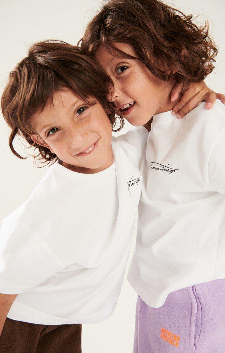 american vintage T-shirt enfant Fizvalley "AMV SPORTS CLUB" - BLANC MULTICOLORE 12 Manches courtes Blanc - H24