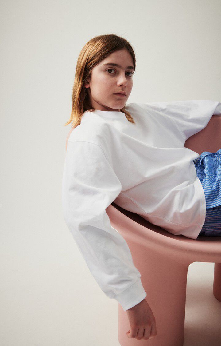 American Vintage T-shirt Enfant Fizvalley - BLANC 33 Manches Longues Blanc - E25