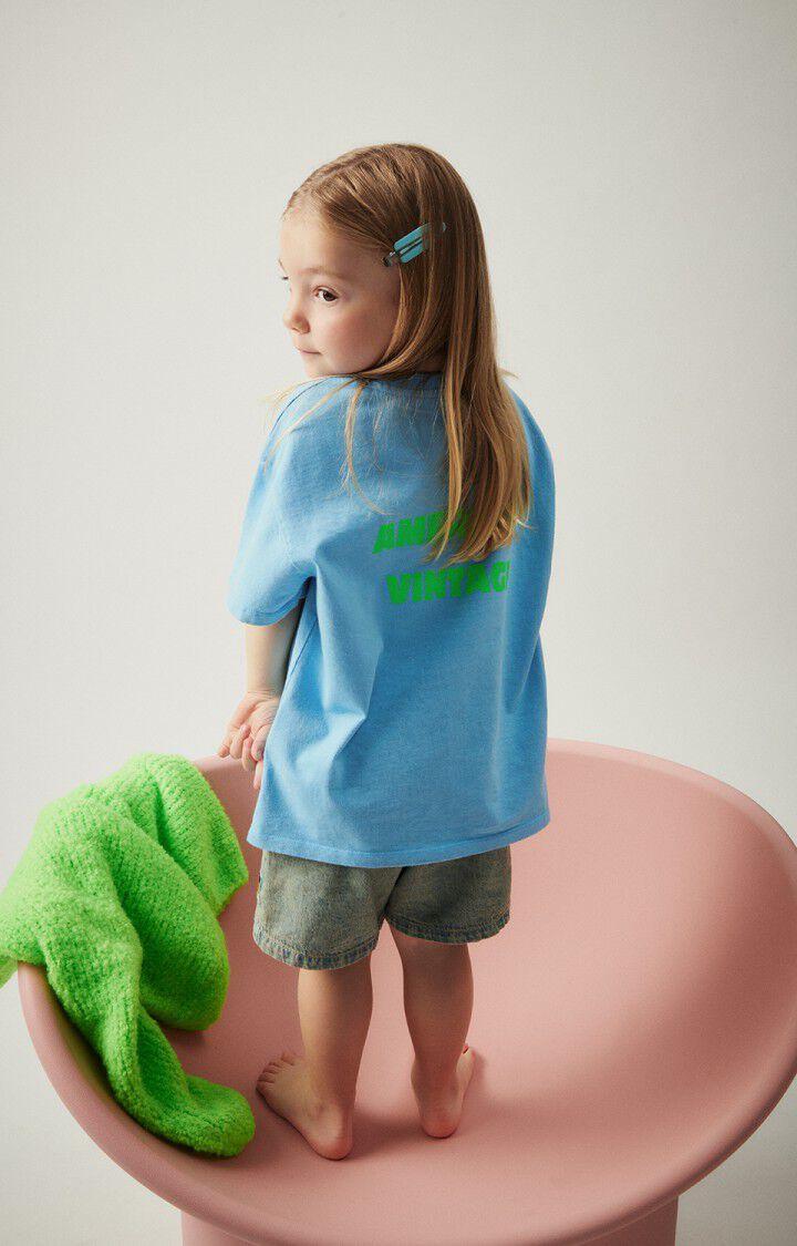 American Vintage T-shirt Enfant Fizvalley - BLEU AZUR VINTAGE 12 Manches Courtes Bleu - E24