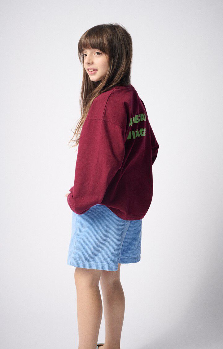 American Vintage T-shirt Enfant Fizvalley - BORDEAUX VINTAGE 33 Manches Longues Rouge - E25