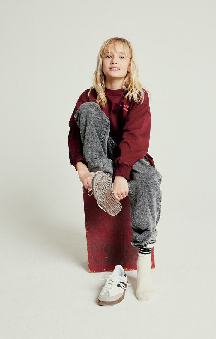 American Vintage T-shirt Enfant Fizvalley - BORDEAUX VINTAGE 33 Manches Longues Rouge - E25