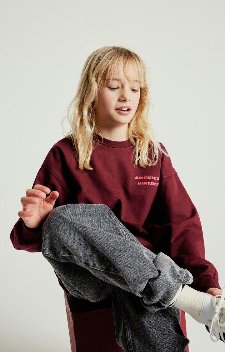American Vintage T-shirt Enfant Fizvalley - BORDEAUX VINTAGE 33 Manches Longues Rouge - E25