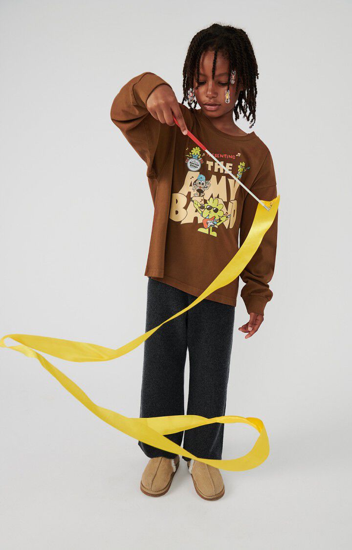 American Vintage T-shirt Enfant Fizvalley - BRUNETTE VINTAGE 33 Manches Longues Marron - H24