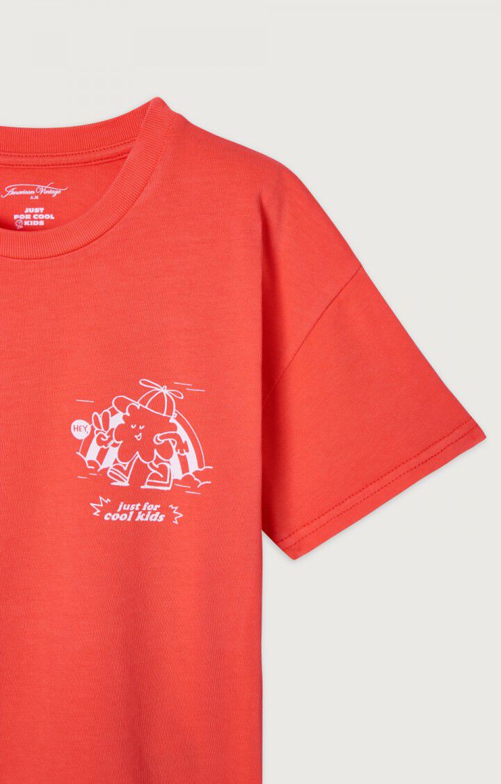 American Vintage T-shirt Enfant Fizvalley - ECARLATE VINTAGE 12 Manches Courtes Rouge - E23