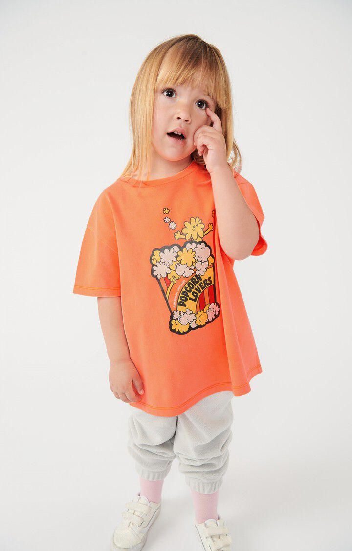 american vintage T-shirt enfant Fizvalley - FEU FLUO 12 Manches courtes Orange - E25