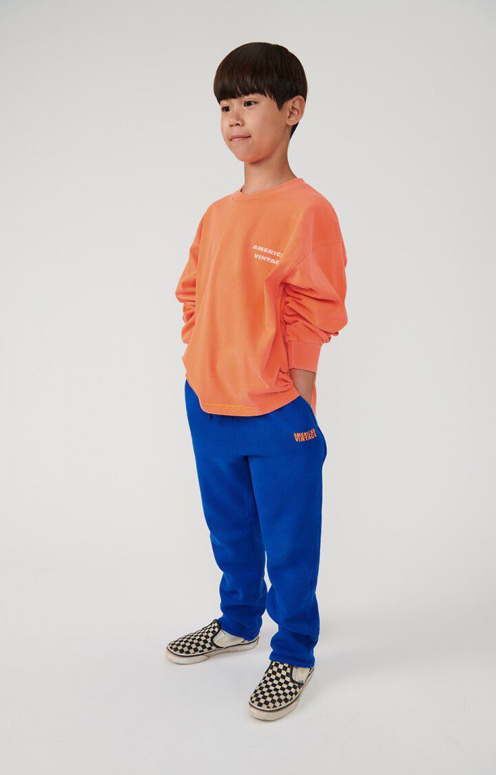 american vintage T-shirt enfant Fizvalley - FEU FLUO 33 Manches longues Orange - H24