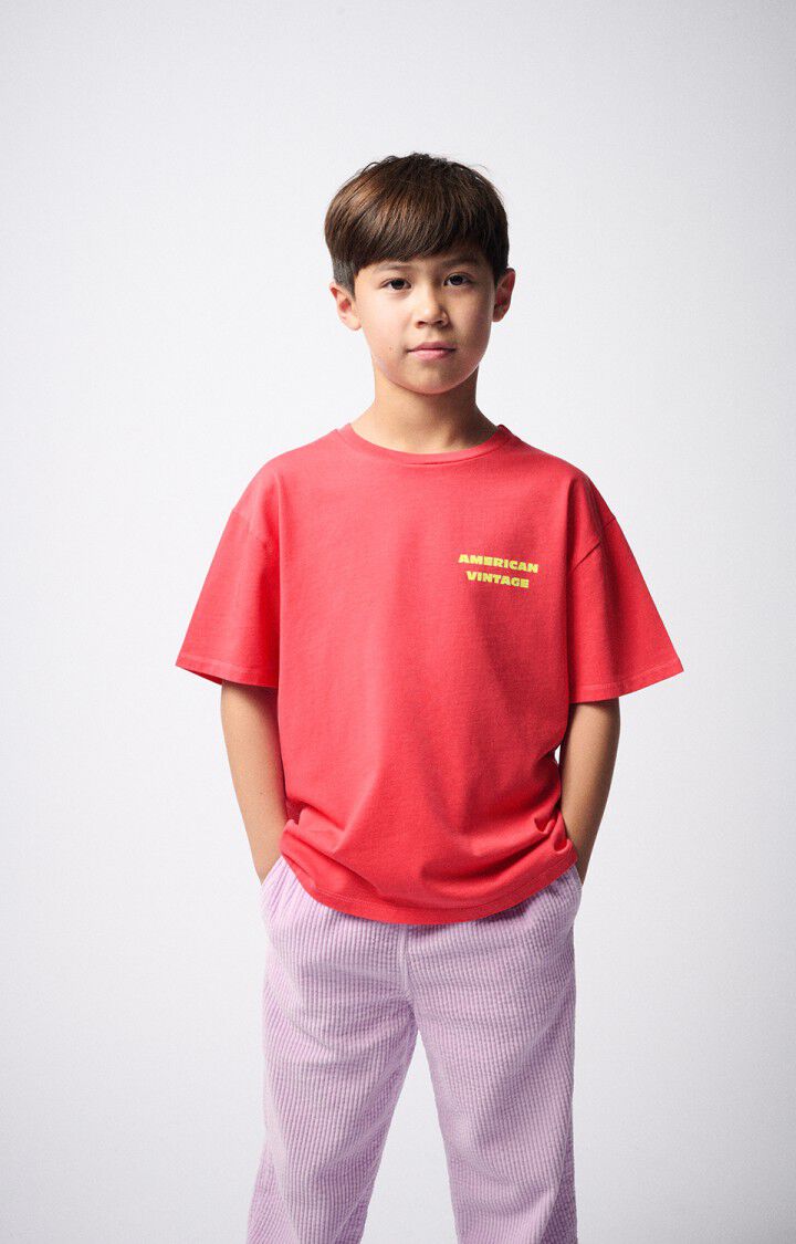 american vintage T-shirt enfant Fizvalley - FRAMBOISE VINTAGE 12 Manches courtes Rouge - E25