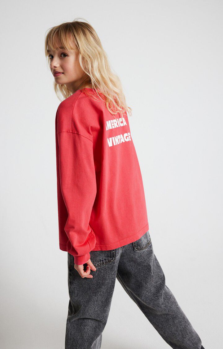 American Vintage T-shirt Enfant Fizvalley - FRAMBOISE VINTAGE 33 Manches Longues Rouge - E25