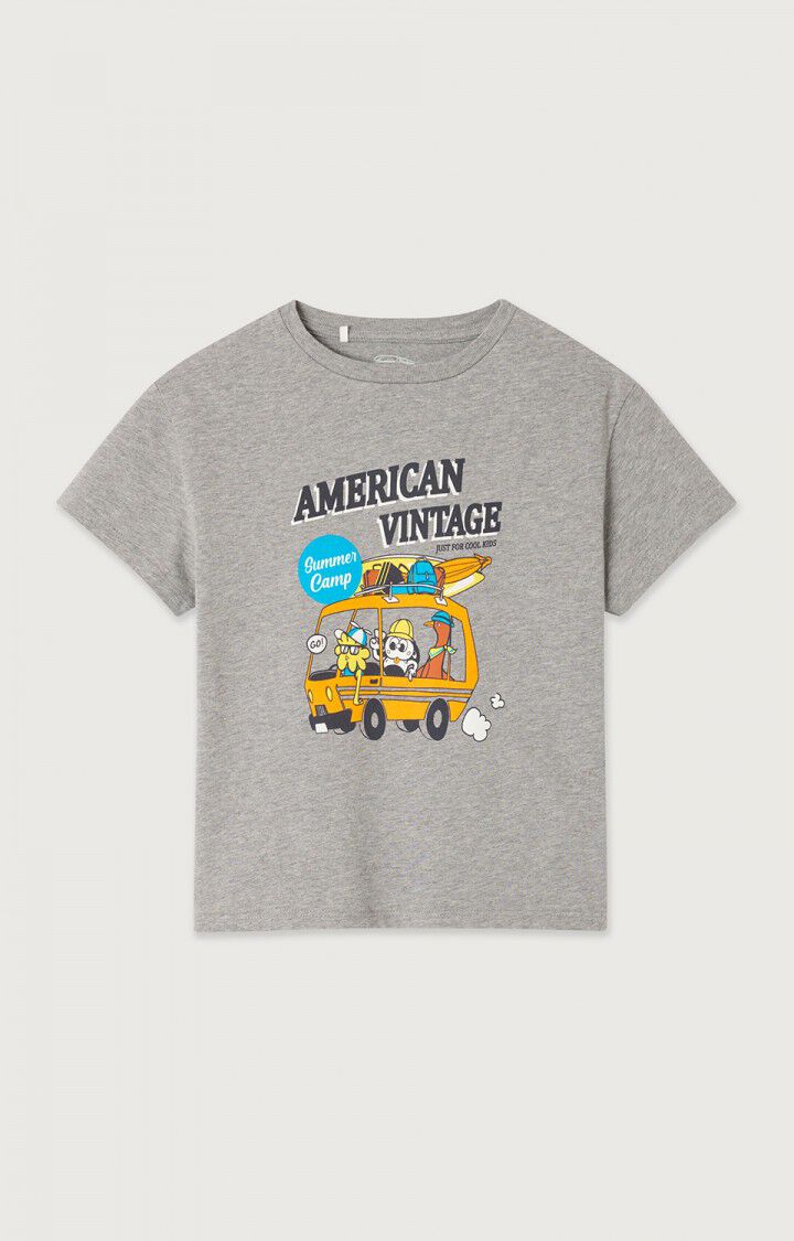American Vintage T-shirt Enfant Fizvalley - GRIS CHINE 12 Manches Courtes Gris - E25