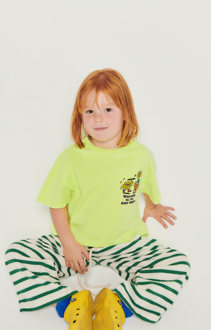 American Vintage T-shirt Enfant Fizvalley - JAUNE FLUO 12 Manches Courtes Jaune - E24