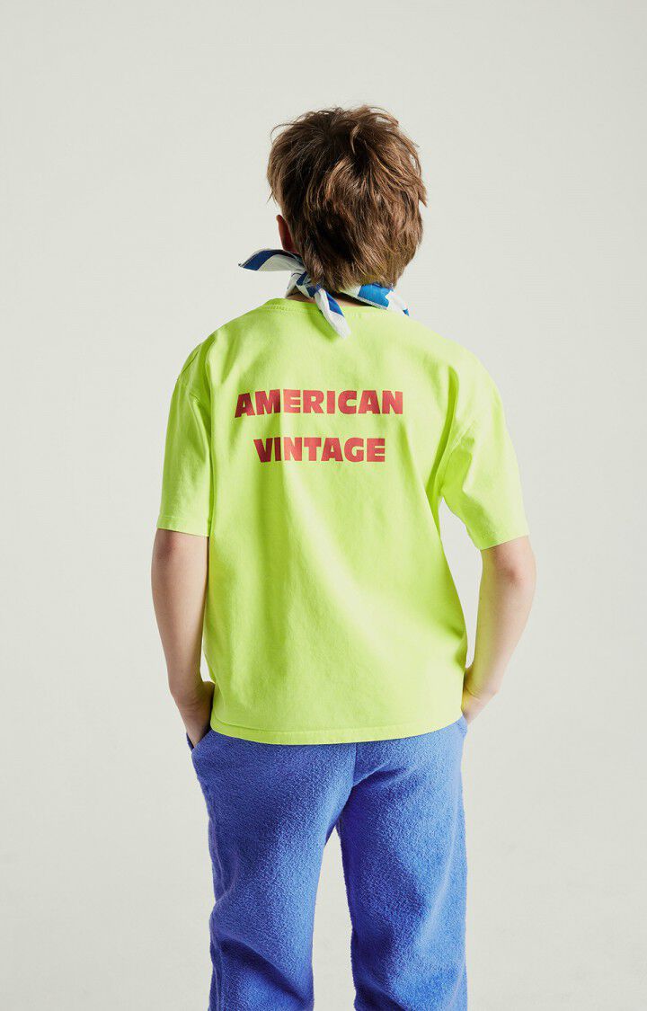 American Vintage T-shirt Enfant Fizvalley - MIMOSA FLUO 12 Manches Courtes Jaune - E25