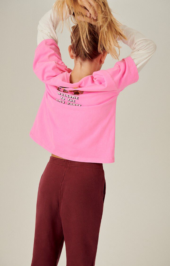 American Vintage T-shirt Enfant Fizvalley - ROSE FLUO 12 Manches Courtes Rose - E25