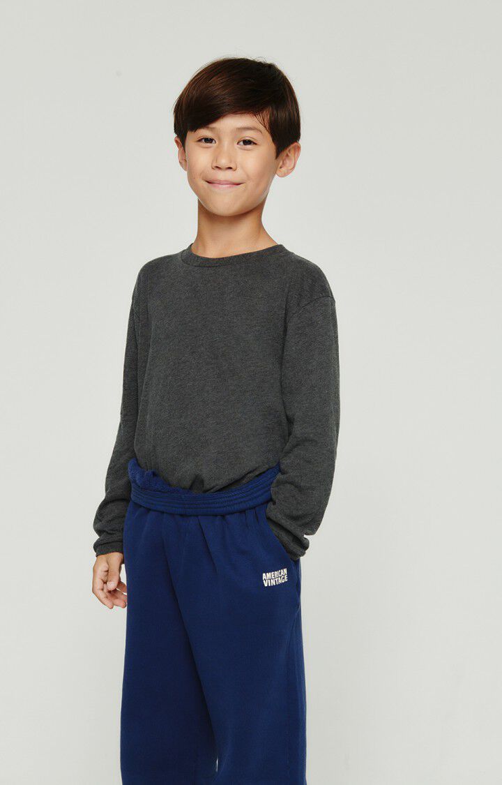 american vintage T-shirt enfant Gamipy - ANTHRACITE CHINE 37 Manches longues Gris - E25