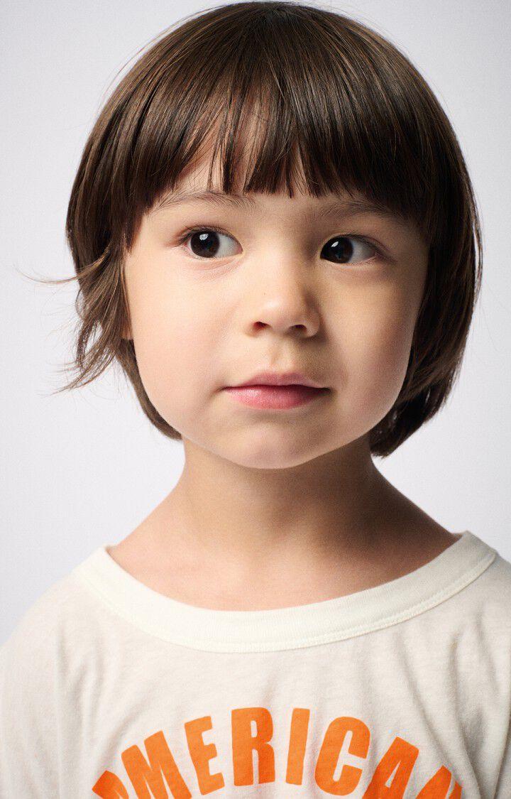 American Vintage T-shirt Enfant Gamipy - BLANC ET ORANGE FLUO 11 Manches Courtes Blanc - E25