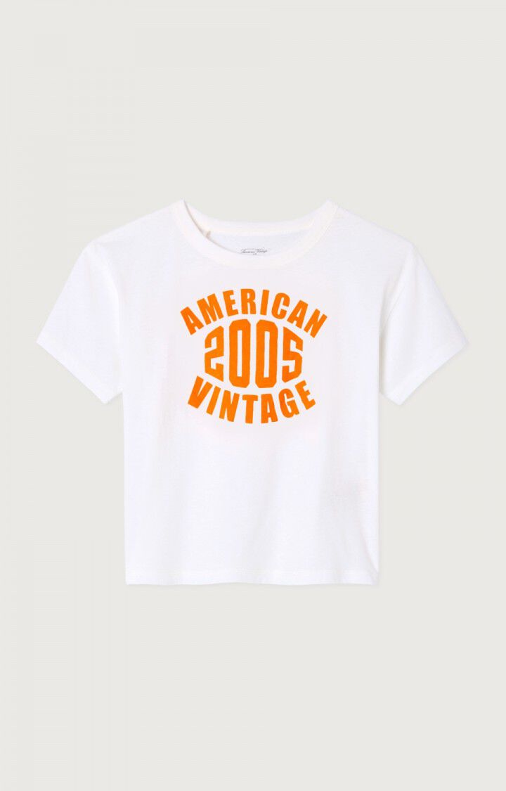 American Vintage T-shirt Enfant Gamipy - BLANC ET ORANGE FLUO 11 Manches Courtes Blanc - E25