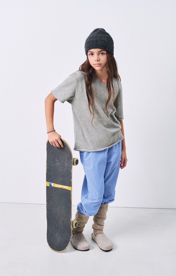 American Vintage T-shirt Enfant Sonoma - GRIS CHINE 12 Manches Courtes Gris - E25