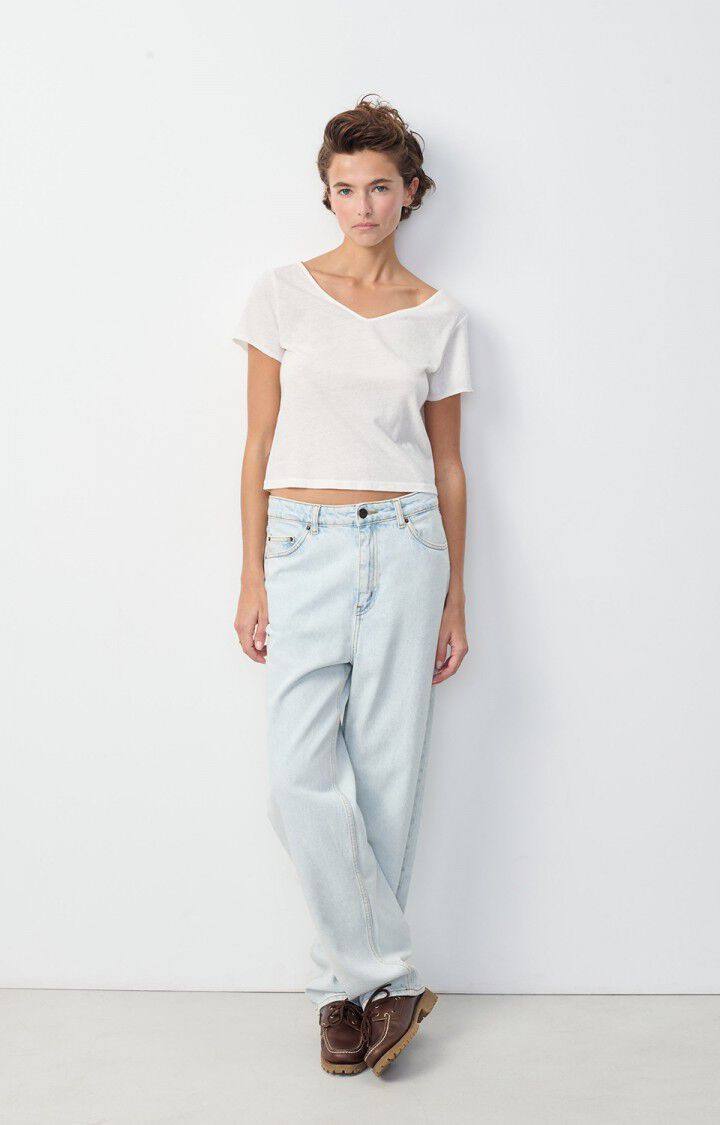 American Vintage T-shirt Femme Aksun - BLANC 15 Manches Courtes Blanc - E25