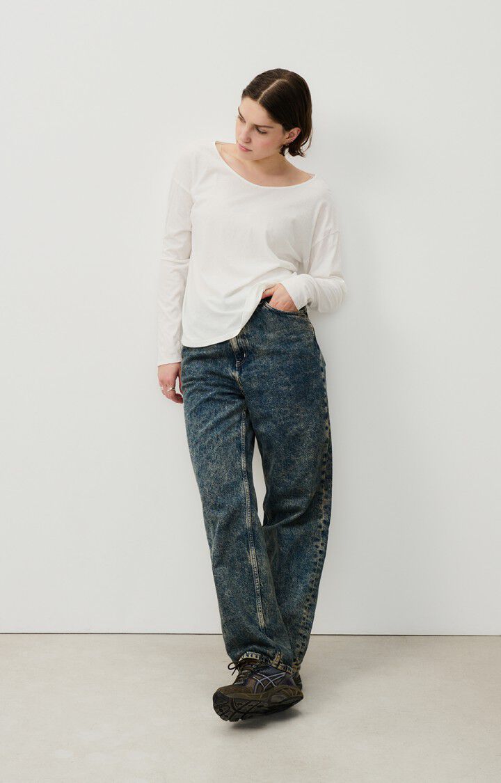 American Vintage T-shirt Femme Aksun - BLANC 53 Manches Longues Blanc - E25