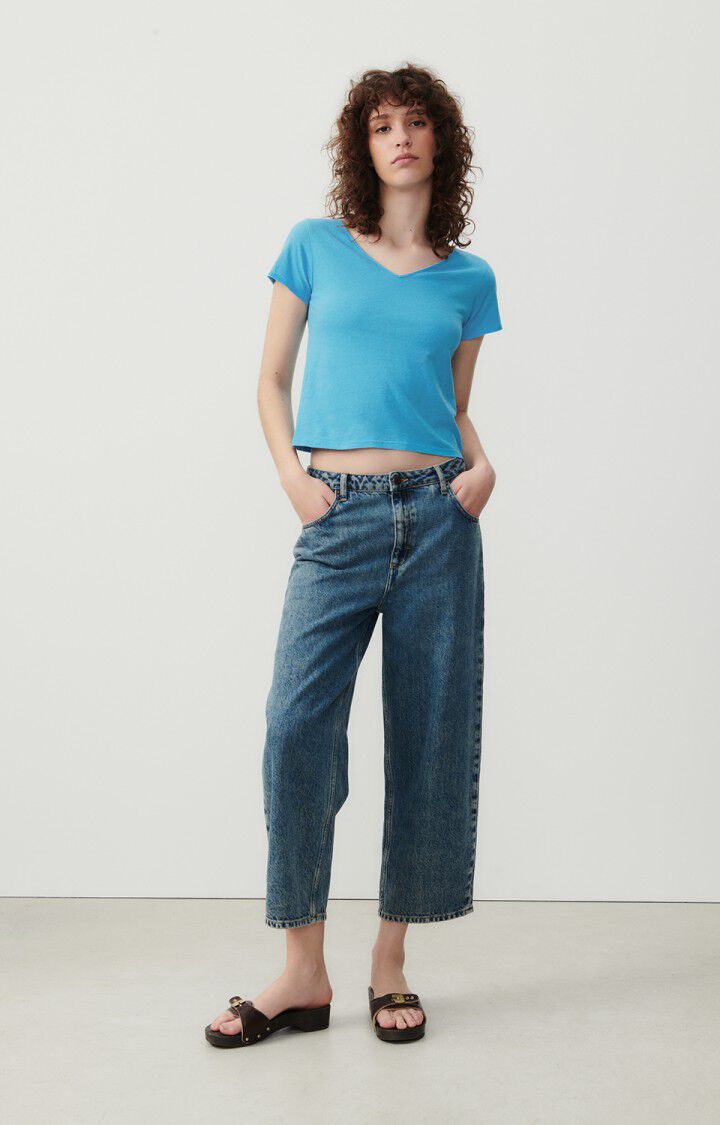 American Vintage T-shirt Femme Aksun - BLEU AZUR VINTAGE 15 Manches Courtes Bleu - E24