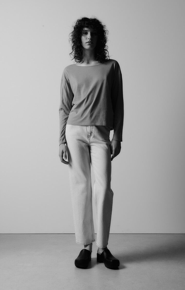 American Vintage T-shirt Femme Aksun - BLEU AZUR VINTAGE 53 Manches Longues Bleu - E24