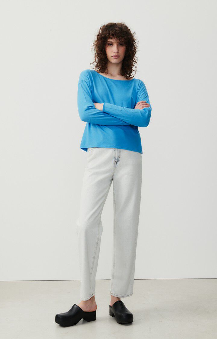 american vintage T-shirt femme Aksun - BLEU AZUR VINTAGE 53 Manches longues Bleu - E24