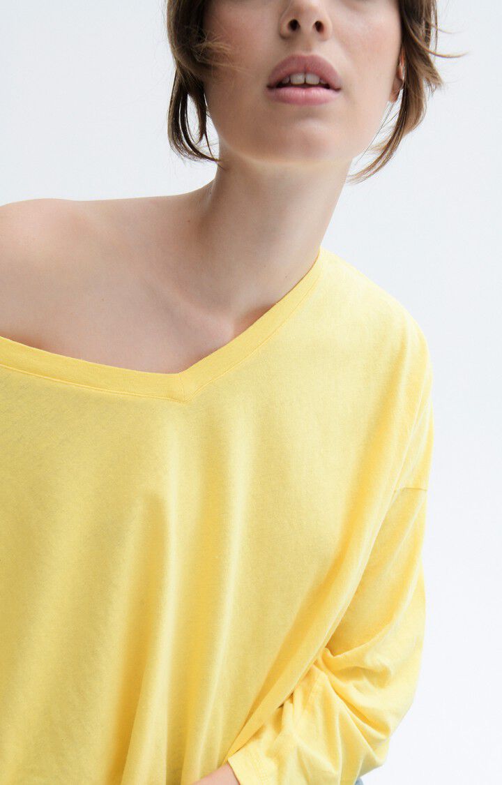 American Vintage T-shirt Femme Aksun - BRIOCHE 43 Manches Longues Jaune - E23
