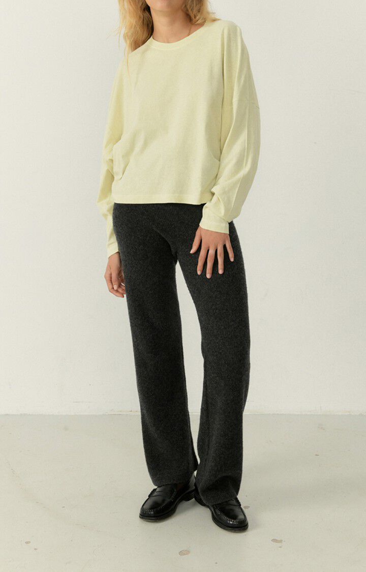 American Vintage T-shirt Femme Aksun - CHAMPAGNE 43 Manches Longues Jaune - H22