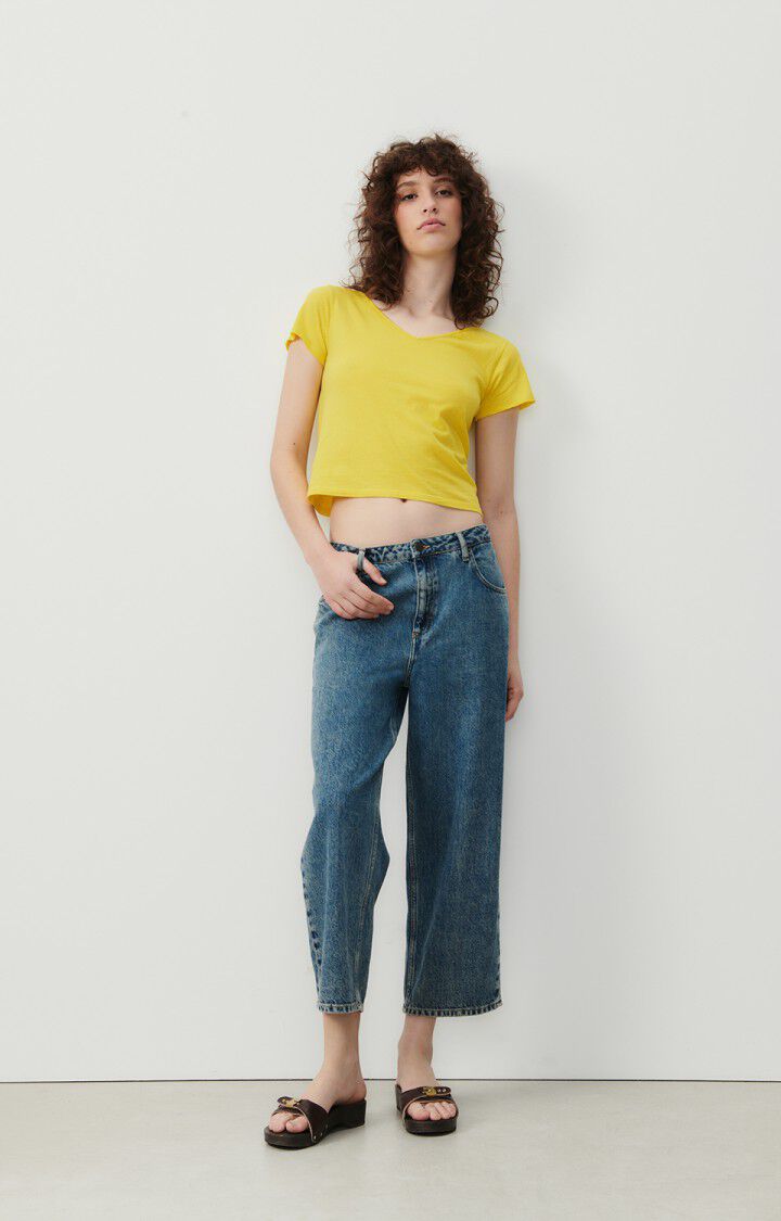 American Vintage T-shirt Femme Aksun - ETINCELLE VINTAGE 15 Manches Courtes Jaune - E24