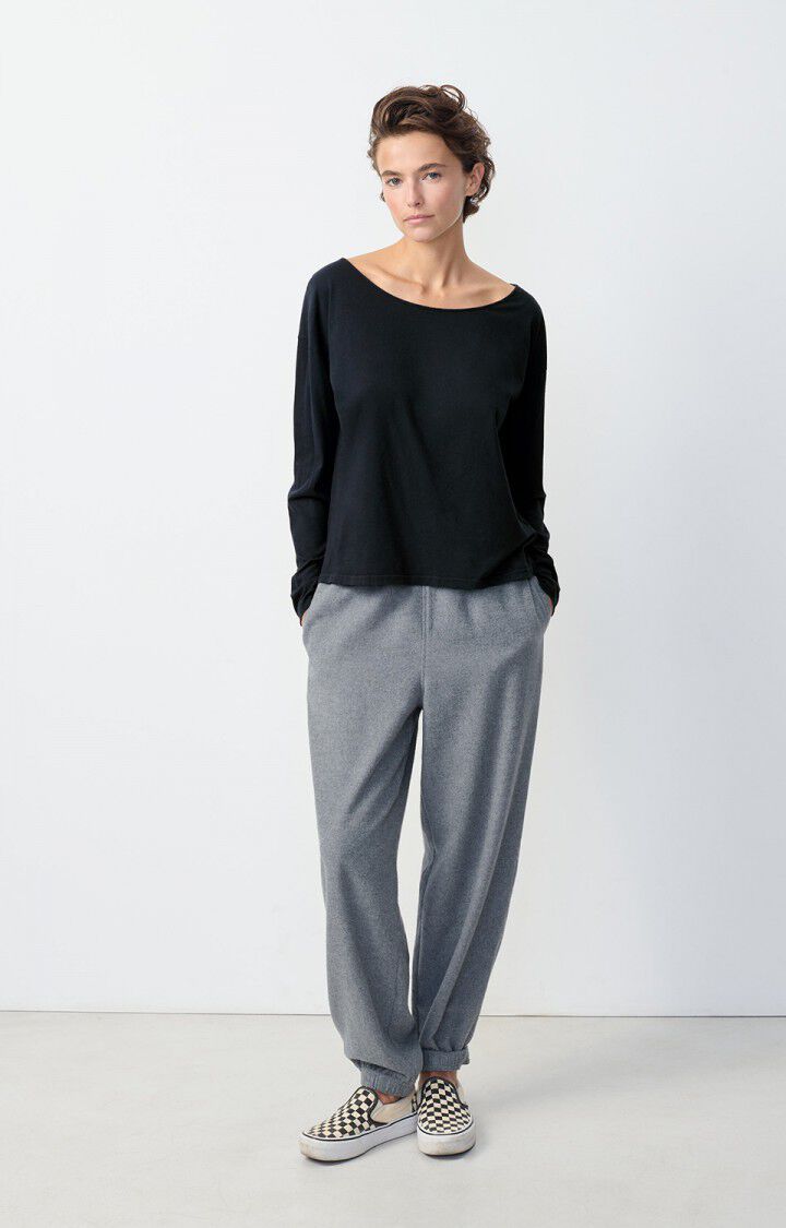 American Vintage T-shirt Femme Aksun - NOIR VINTAGE 53 Manches Longues Noir - E25