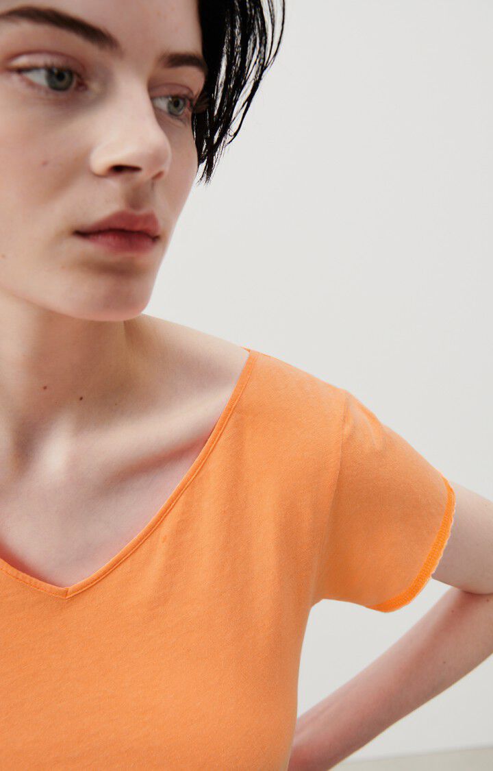 American Vintage T-shirt Femme Aksun - ORANGE FLUO 15 Manches Courtes Orange - E24
