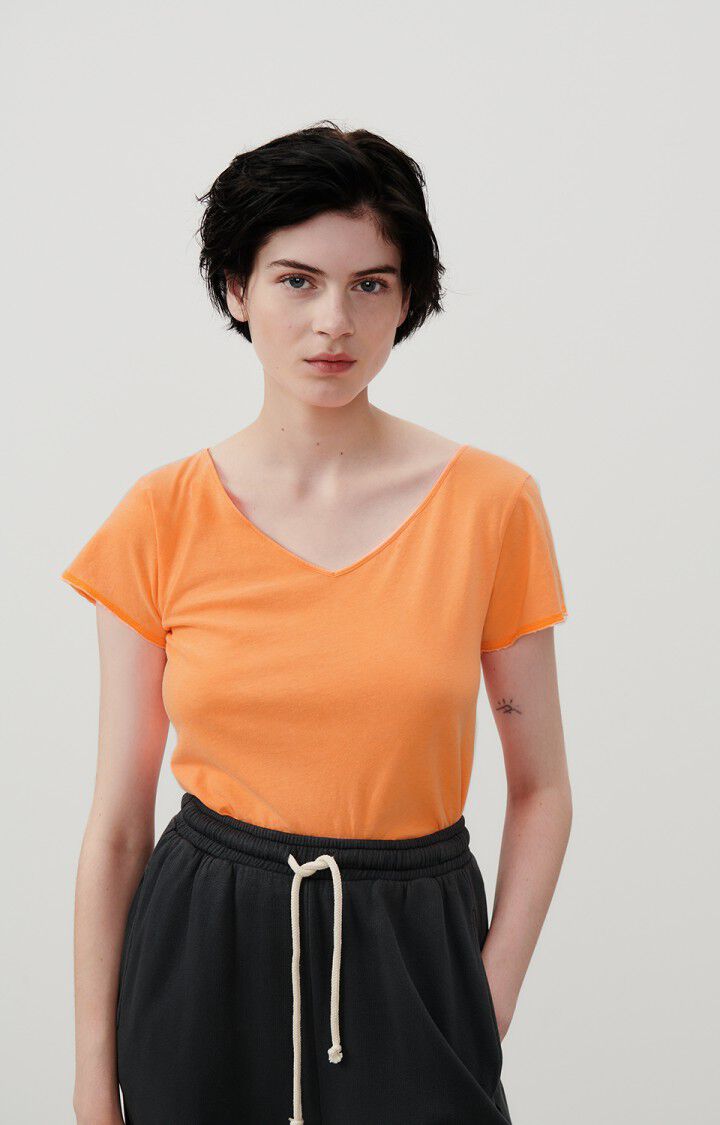 american vintage T-shirt femme Aksun - ORANGE FLUO 15 Manches courtes Orange - E24