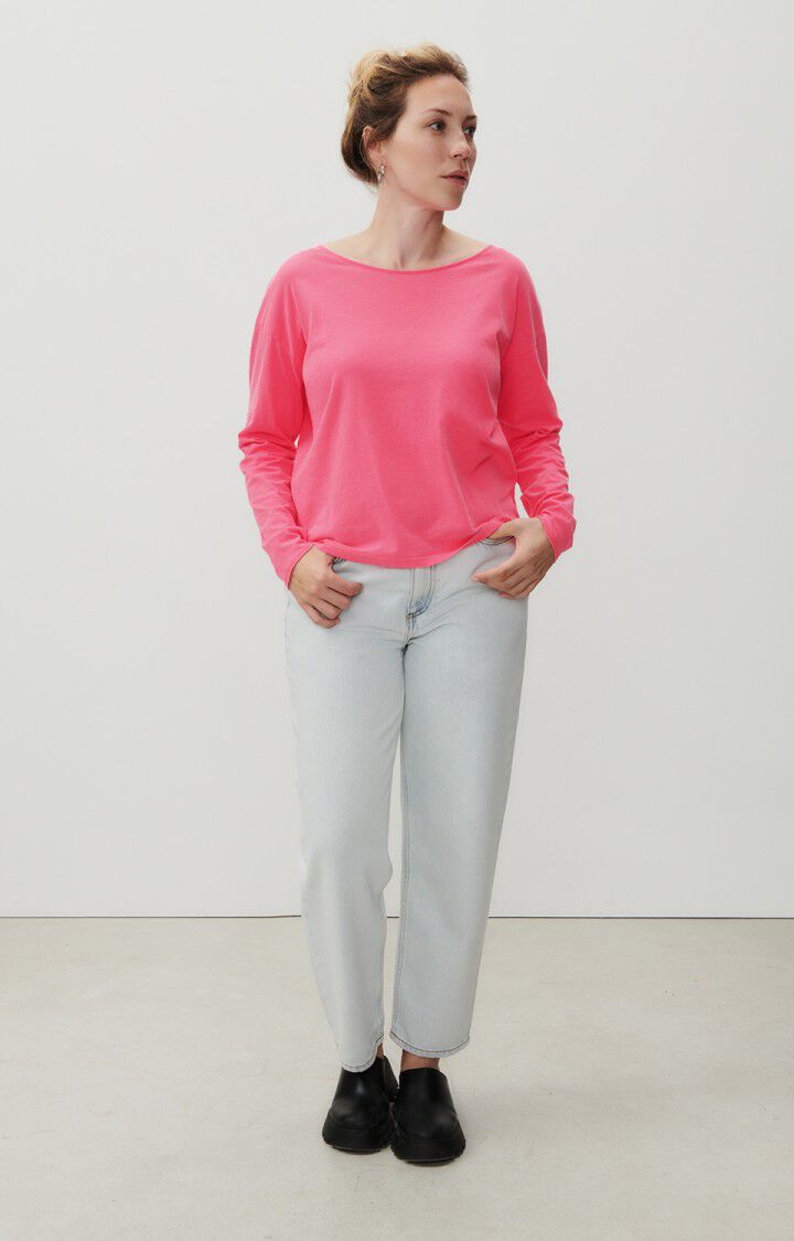 American Vintage T-shirt Femme Aksun - ROSE FLUO 53 Manches Longues Rose - E24